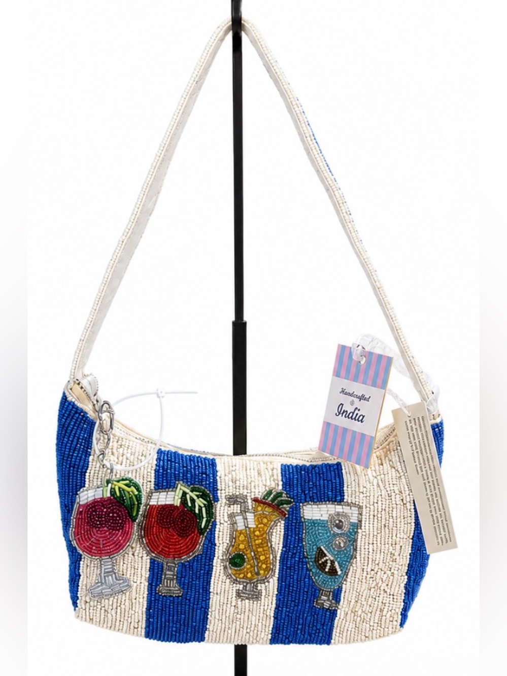 Handcrafted in India Beaded Cocktail Bag w/Charm